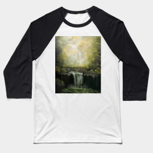 Deep Forest Waterfall Baseball T-Shirt